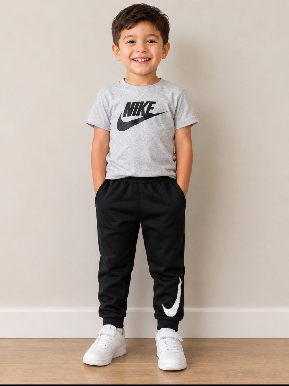 Nike Black Kids Jogger Pants with White Swoosh
